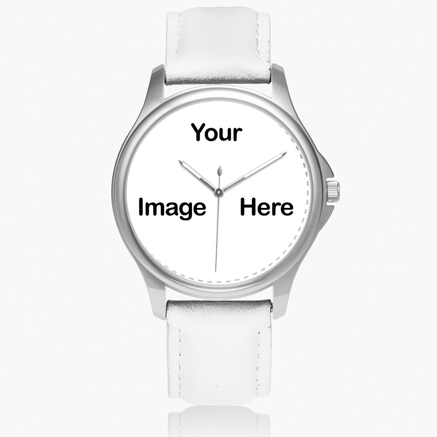 Personalized Photo Stylish Classic Leather Strap Quartz Watch (Silver)